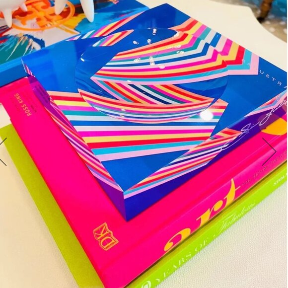 Art Sugar Blue Op-Art Lucite Acrylic Candy Dish - Picture 3 of 7